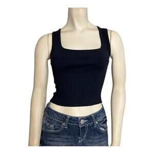 Monday Body Sleeveless Cropped Tank Top Black Womens S Casual Athleisure Workout